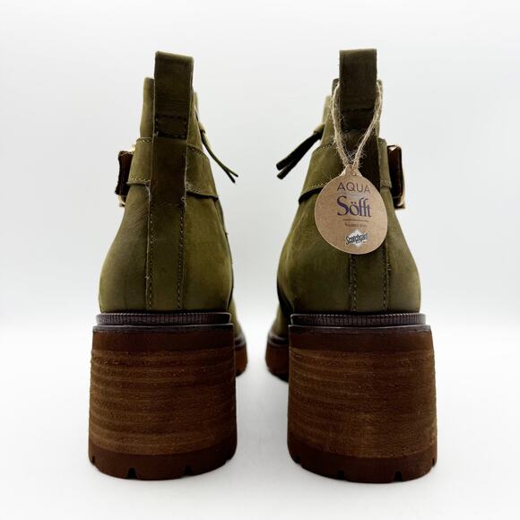 Sofft Womens Jenine Boots Size US 11 EU 43 Green Leather Block Heel Ankle NIB - Picture 10 of 14